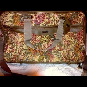 Jaguar Brown Floral Printed Luggage Bag w/ Straps & Handles